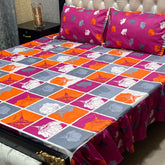 Cotton Frill 3pc Bedsheet Design-1017